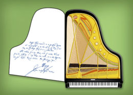 Carte de vœux piano à queue